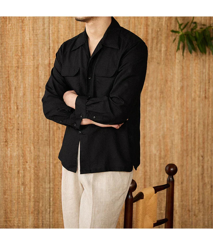 Men's Long Sleeve Relaxed Fit Shirt – Breathable Fabric – Front Button Closure