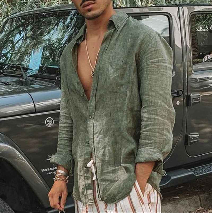 Men's Long Sleeve Shirt – Relaxed Fit – Breathable Fabric – Button Closure – Casual Style