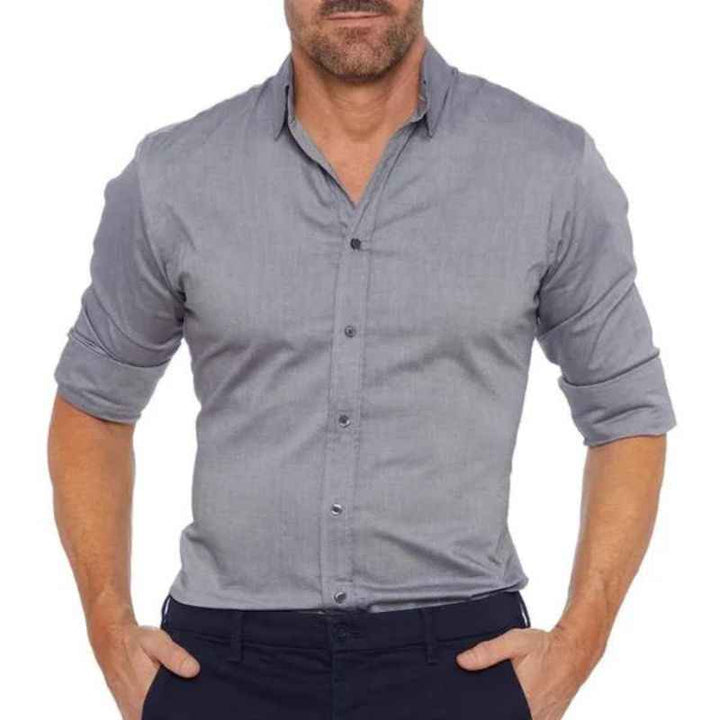 Men's Long Sleeve Shirt – Tailored Fit – Breathable Cotton – Casual or Formal Wear