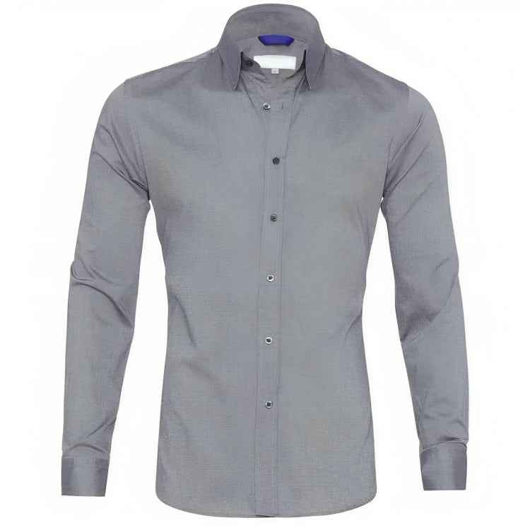 Men's Long Sleeve Shirt – Tailored Fit – Breathable Cotton – Casual or Formal Wear Grey
