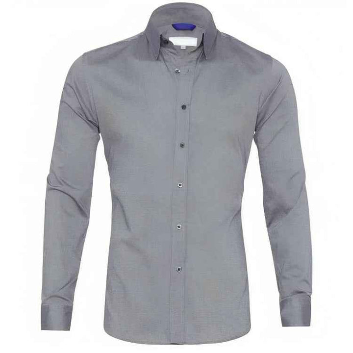 Men's Long Sleeve Shirt – Tailored Fit – Breathable Cotton – Casual or Formal Wear Grey