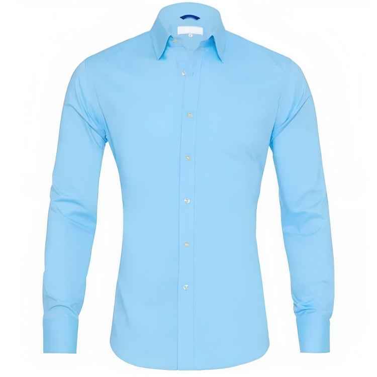 Men's Long Sleeve Shirt – Tailored Fit – Breathable Cotton – Casual or Formal Wear Light Blue