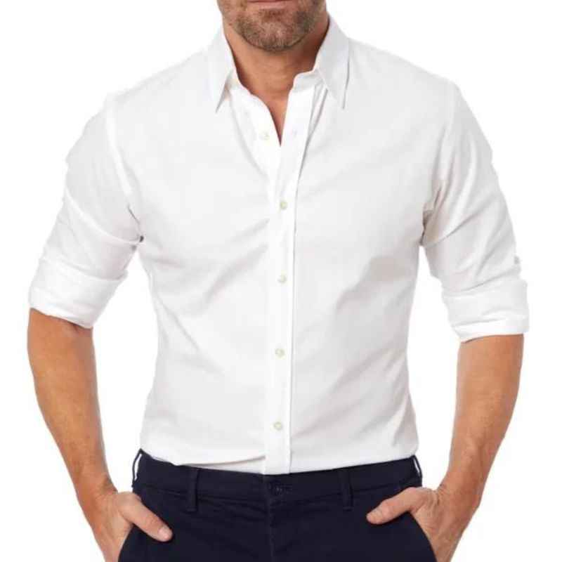 Men's Long Sleeve Shirt – Tailored Fit – Breathable Cotton – Casual or Formal Wear