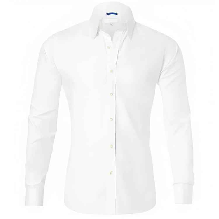 Men's Long Sleeve Shirt – Tailored Fit – Breathable Cotton – Casual or Formal Wear White