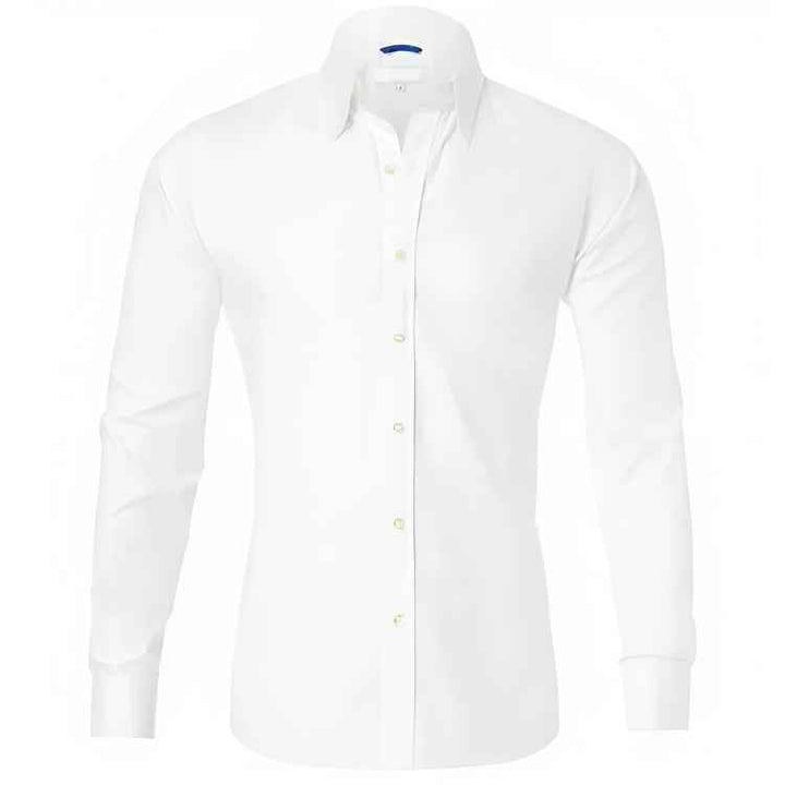 Men's Long Sleeve Shirt – Tailored Fit – Breathable Cotton – Casual or Formal Wear White