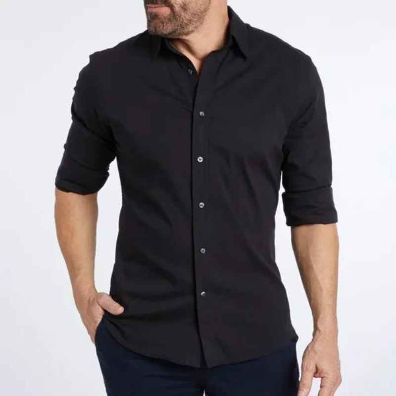Men's Long Sleeve Shirt – Tailored Fit – Breathable Cotton – Casual or Formal Wear