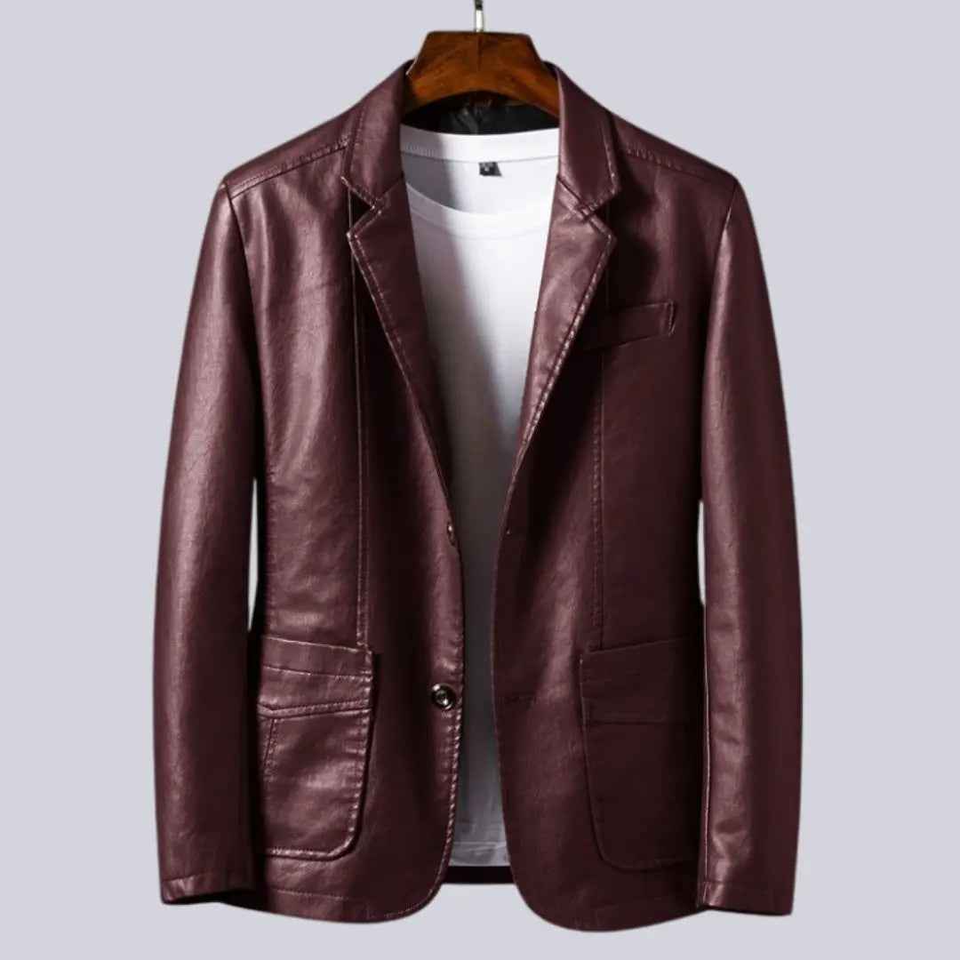 Men's Luxe Leather Jacket Burgundy