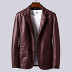 Men's Faux Leather Jacket Winter Essential Outerwear Collection Burgundy