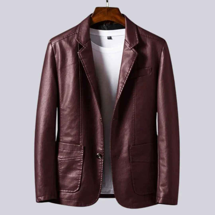 Men's Luxe Leather Jacket Burgundy