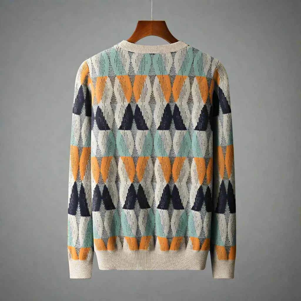Men's Cashmere Sweater Regular Pockets Beige Winter Ribbed Trim