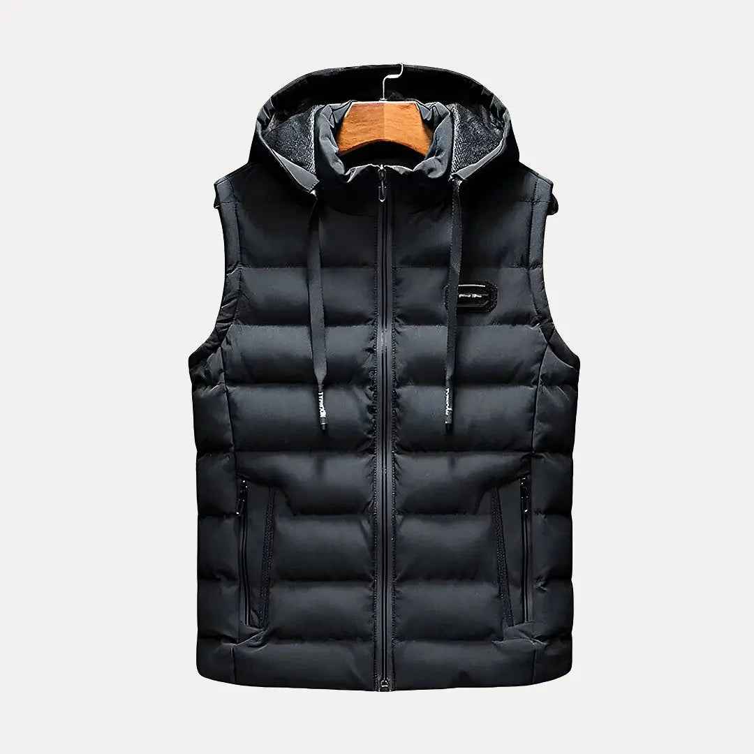 Men's Luxury Hooded Vest Black