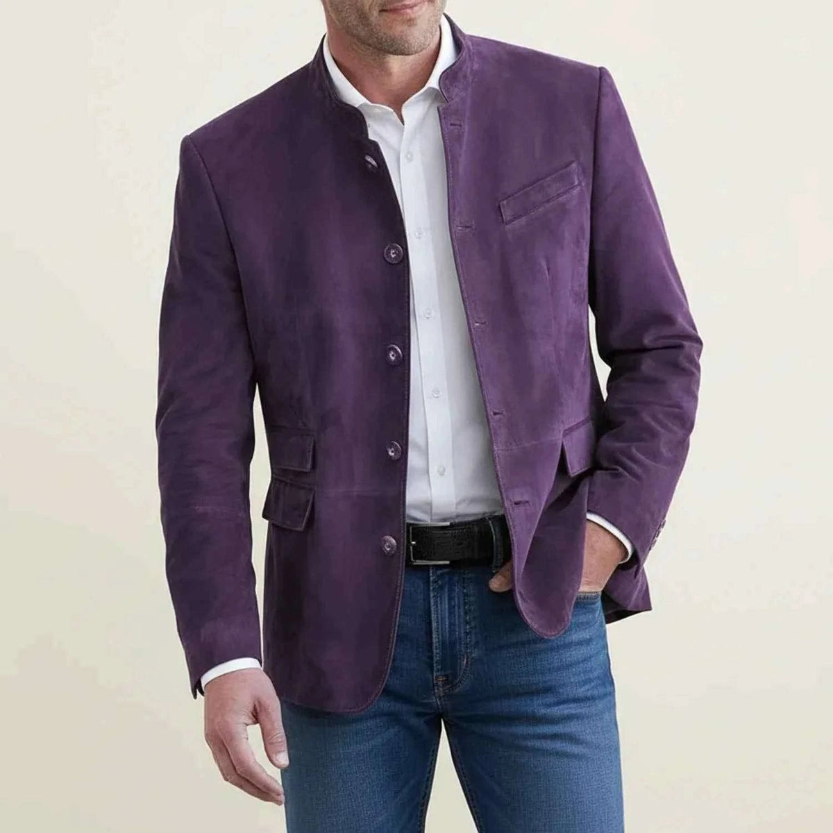 Men's Polyester Jacket Winter Essential Outerwear Collection Purple