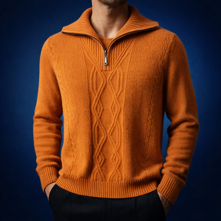 Men's Merino Monaco Sweater Burnt Amber