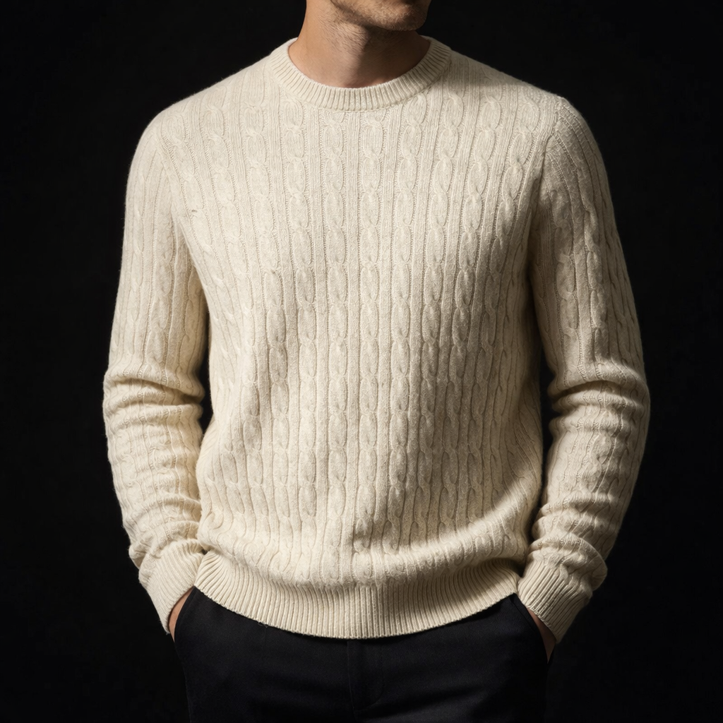 Men's Merino Wool Sweater Ivory White