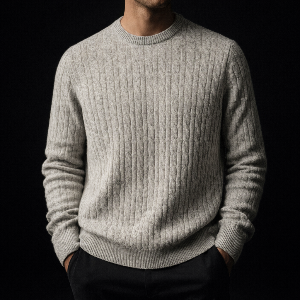 Men's Merino Wool Sweater Ash Grey