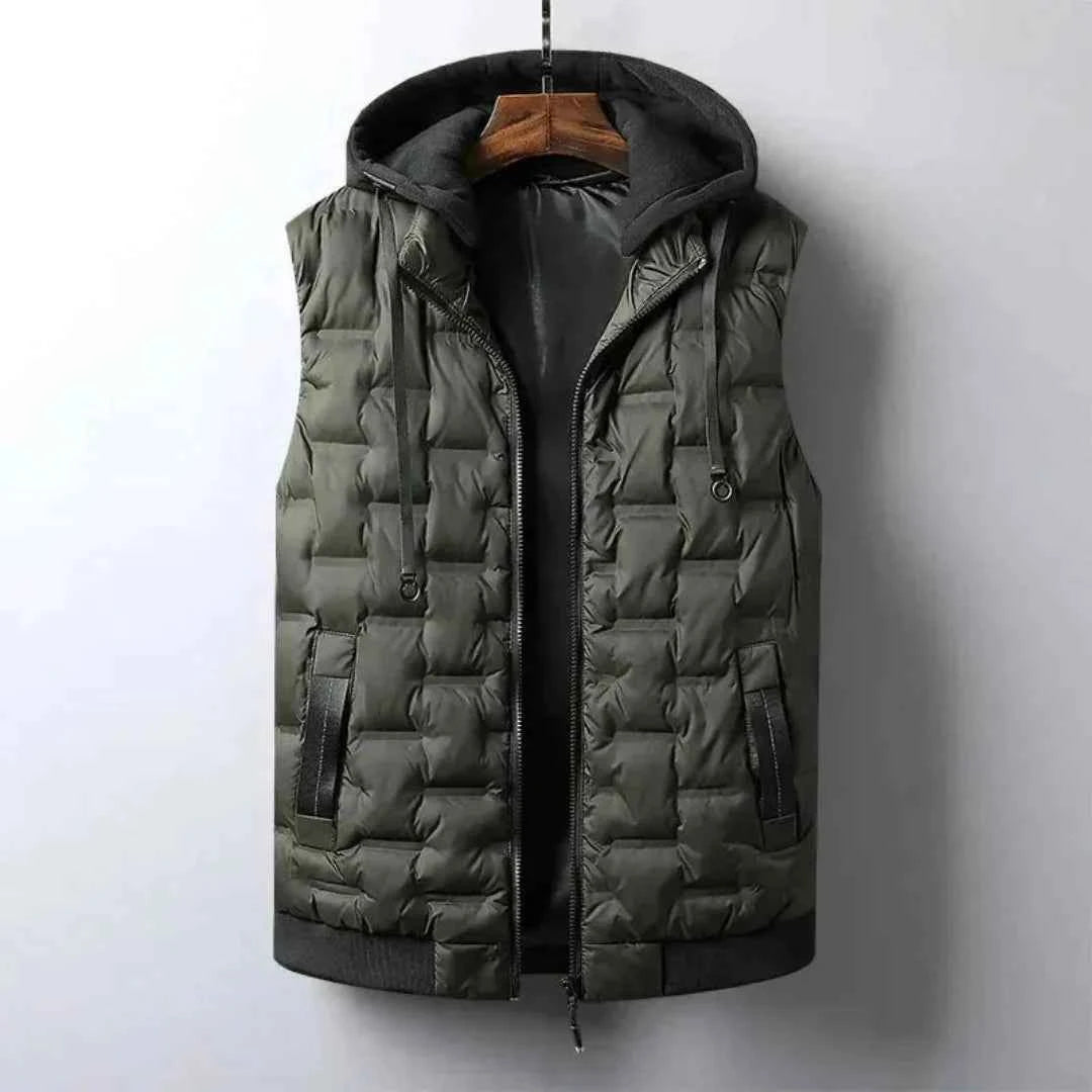 Men's Mica Hooded Puffer Vest - Stylish and Warm Outerwear Army Green