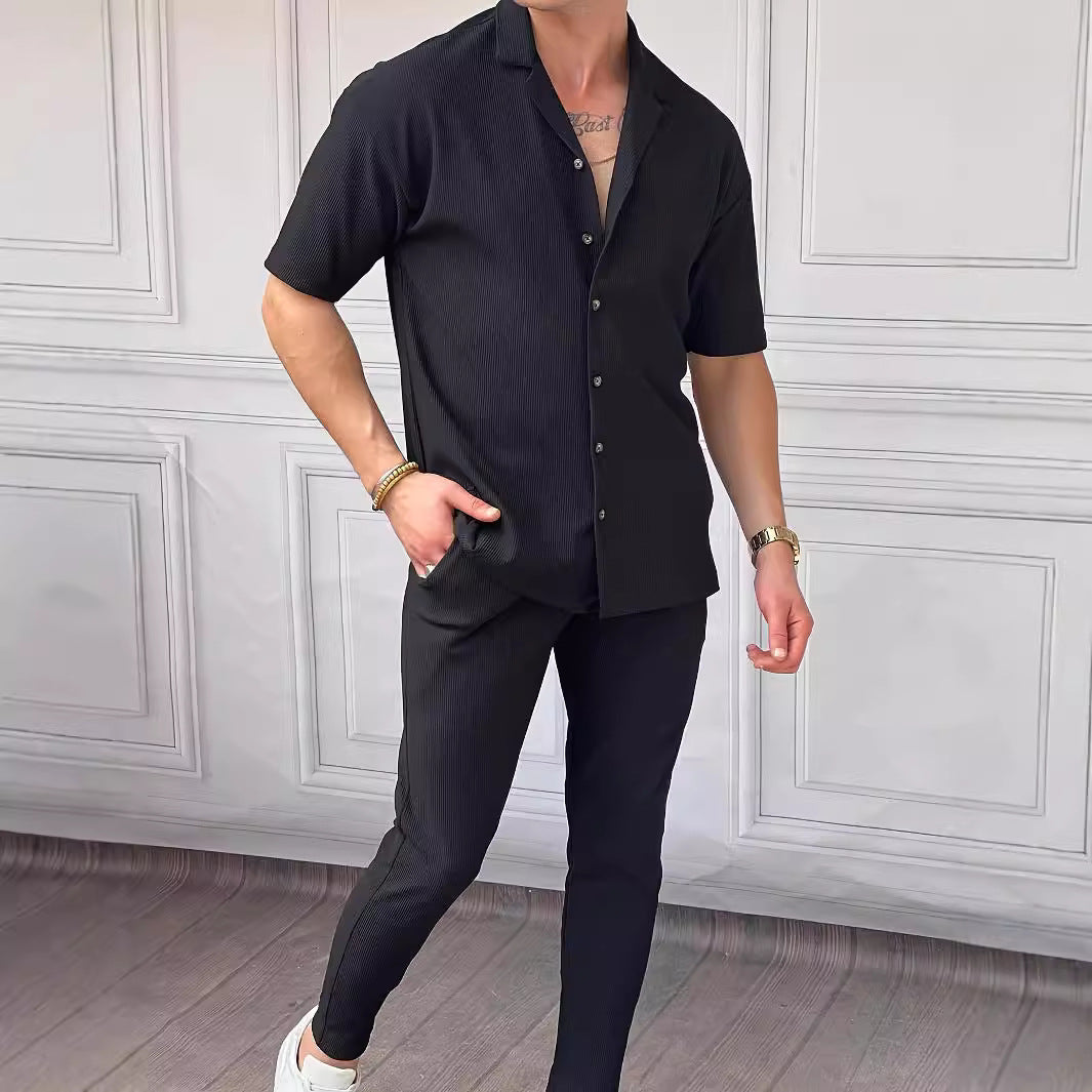 Men's Midnight Ribbed Lounge Set Black