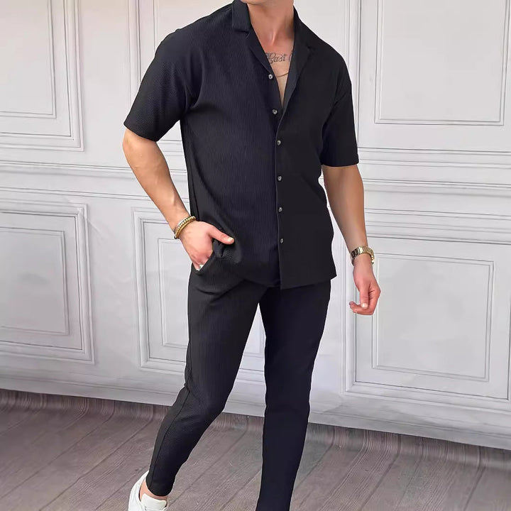 Men's Midnight Ribbed Lounge Set Black