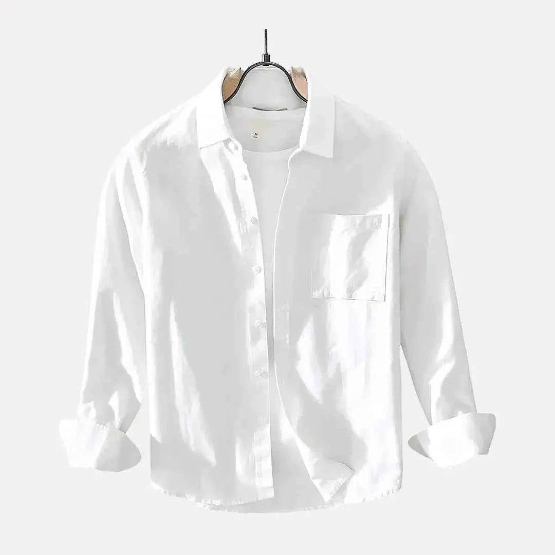 Men's Milanese Summer Shirt Crisp Linen White