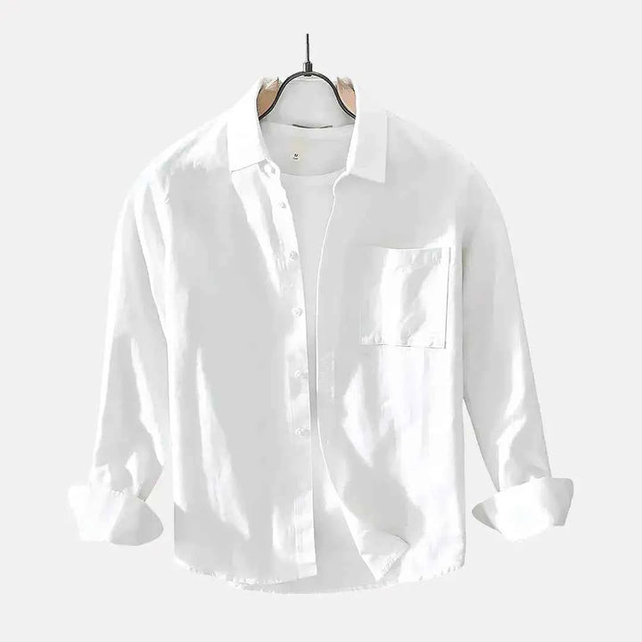 Men's Milanese Summer Shirt Crisp Linen White