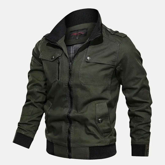 Men's Military Slim Fit Windbreaker Zip Up Bomber Jacket Army Green