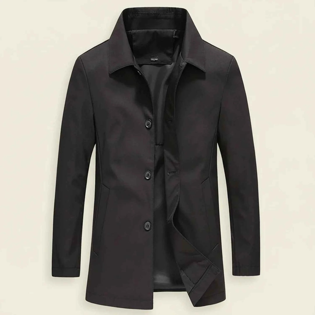 Men's Minimalist Mid-Length Overcoat Black