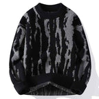 Men's Knit Ribbed Relaxed Fit Ribbed Cuffs Solid Black Winter Sweater