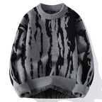Men's Knit Ribbed Relaxed Fit Ribbed Cuffs Solid Black Winter Sweater