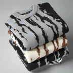 Men's Knit Ribbed Relaxed Fit Ribbed Cuffs Solid Black Winter Sweater