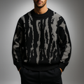 Men's Knit Ribbed Relaxed Fit Ribbed Cuffs Solid Black Winter Sweater Black