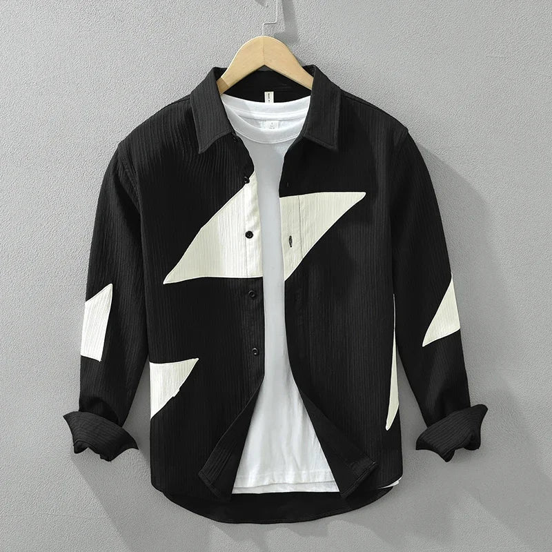 Men's Mojave Patchwork 100% Cotton Shirt Midnight