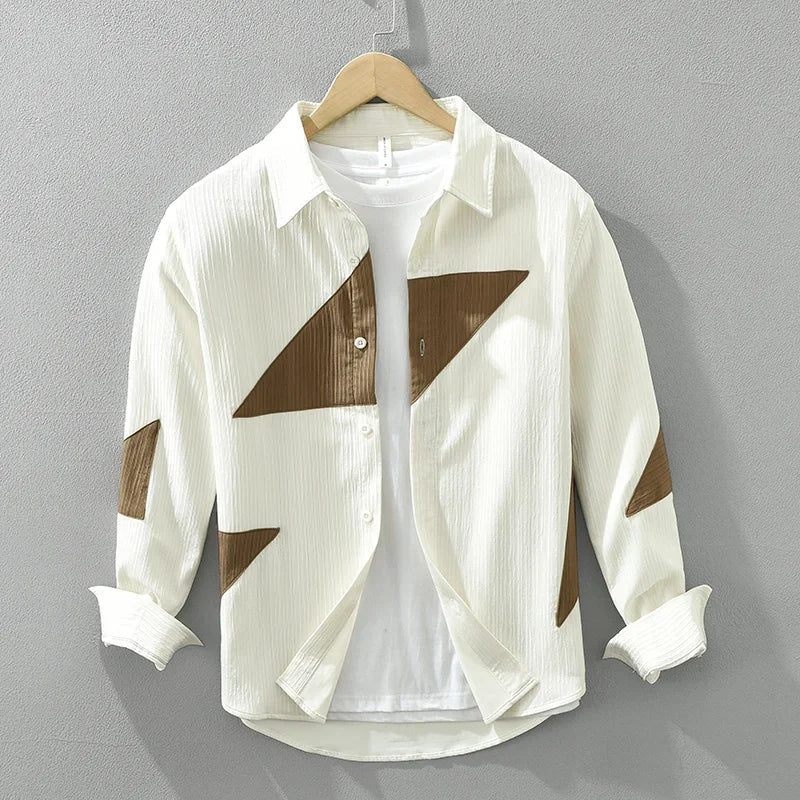 Men's Mojave Patchwork 100% Cotton Shirt White