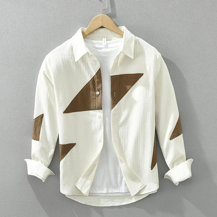 Men's Mojave Patchwork 100% Cotton Shirt White