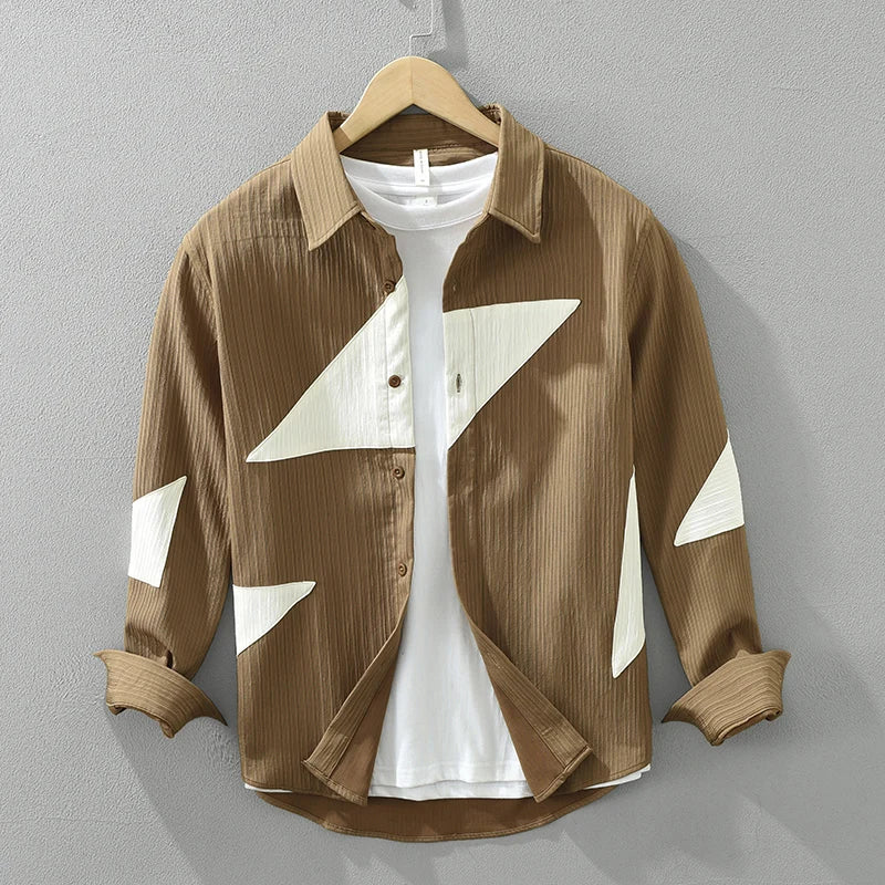 Men's Mojave Patchwork 100% Cotton Shirt Coffee