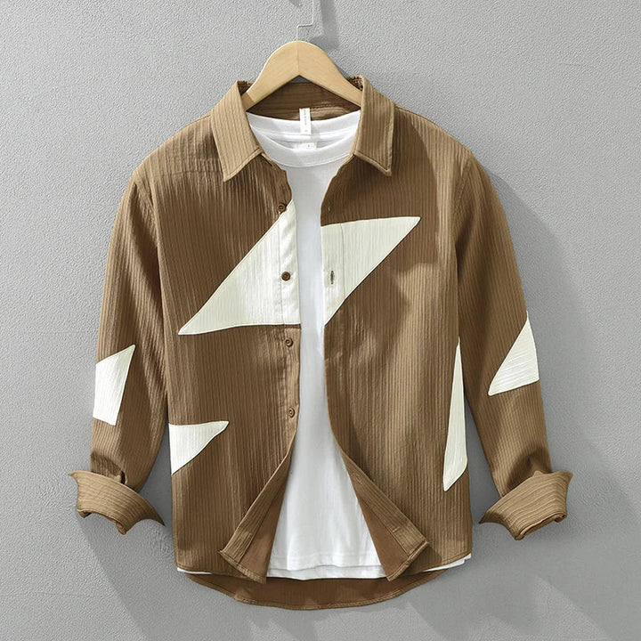 Men's Mojave Patchwork 100% Cotton Shirt Coffee