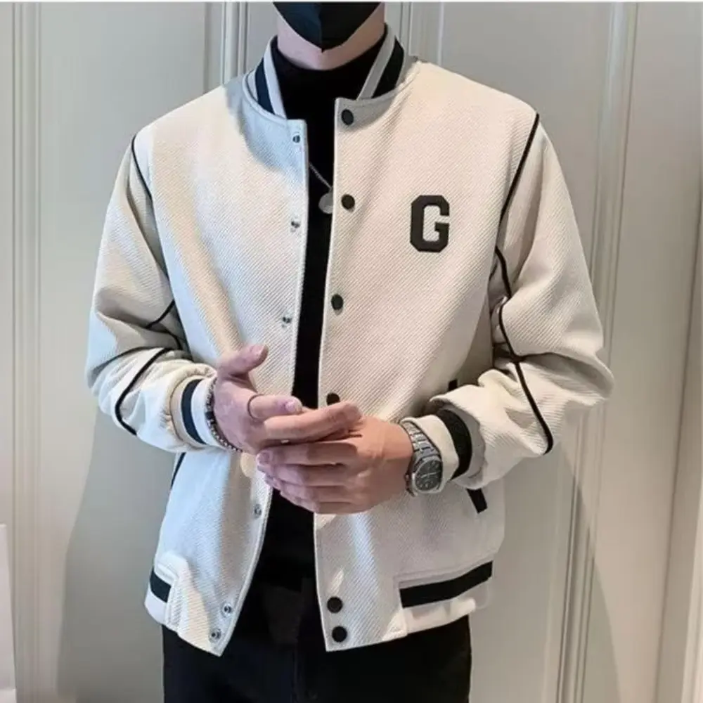 Men's Motorcycle Varsity Jacket White