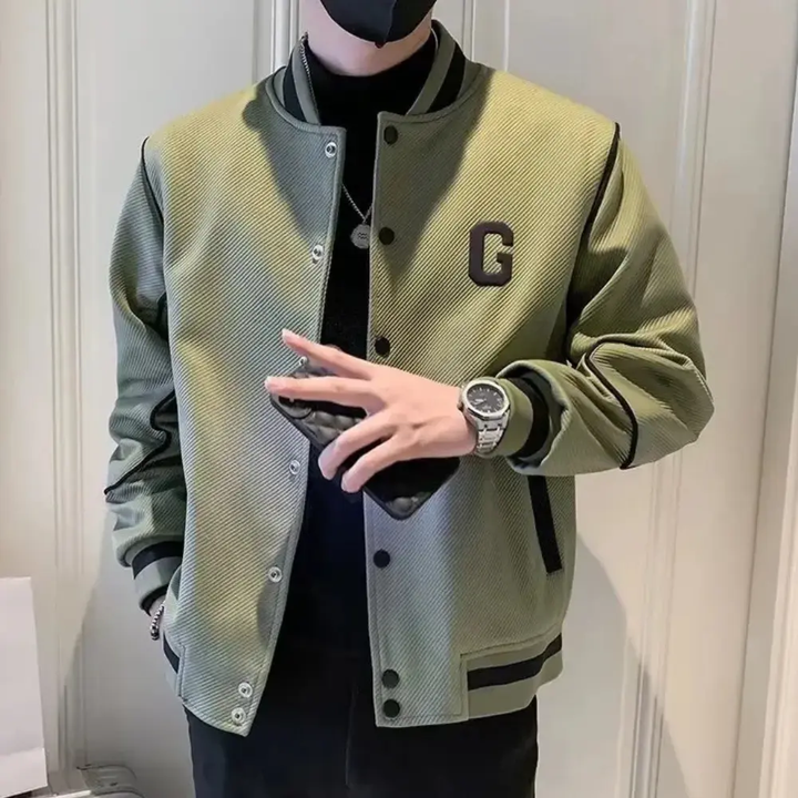 Men's Motorcycle Varsity Jacket Green