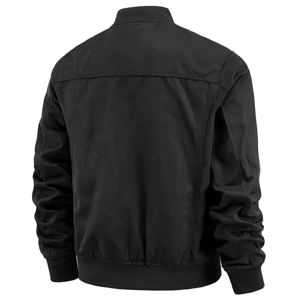 Men's Multi-Pocket Velcro Bomber Jacket - Regular Fit