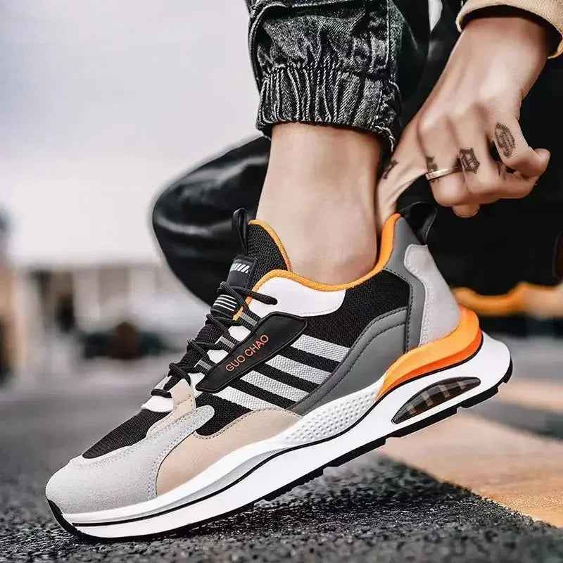 Men's Non-Slip Multicolored Sports Shoes with Laces - Casual Footwear