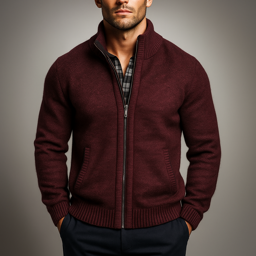 Men's Norfolk Zip Sweater Red