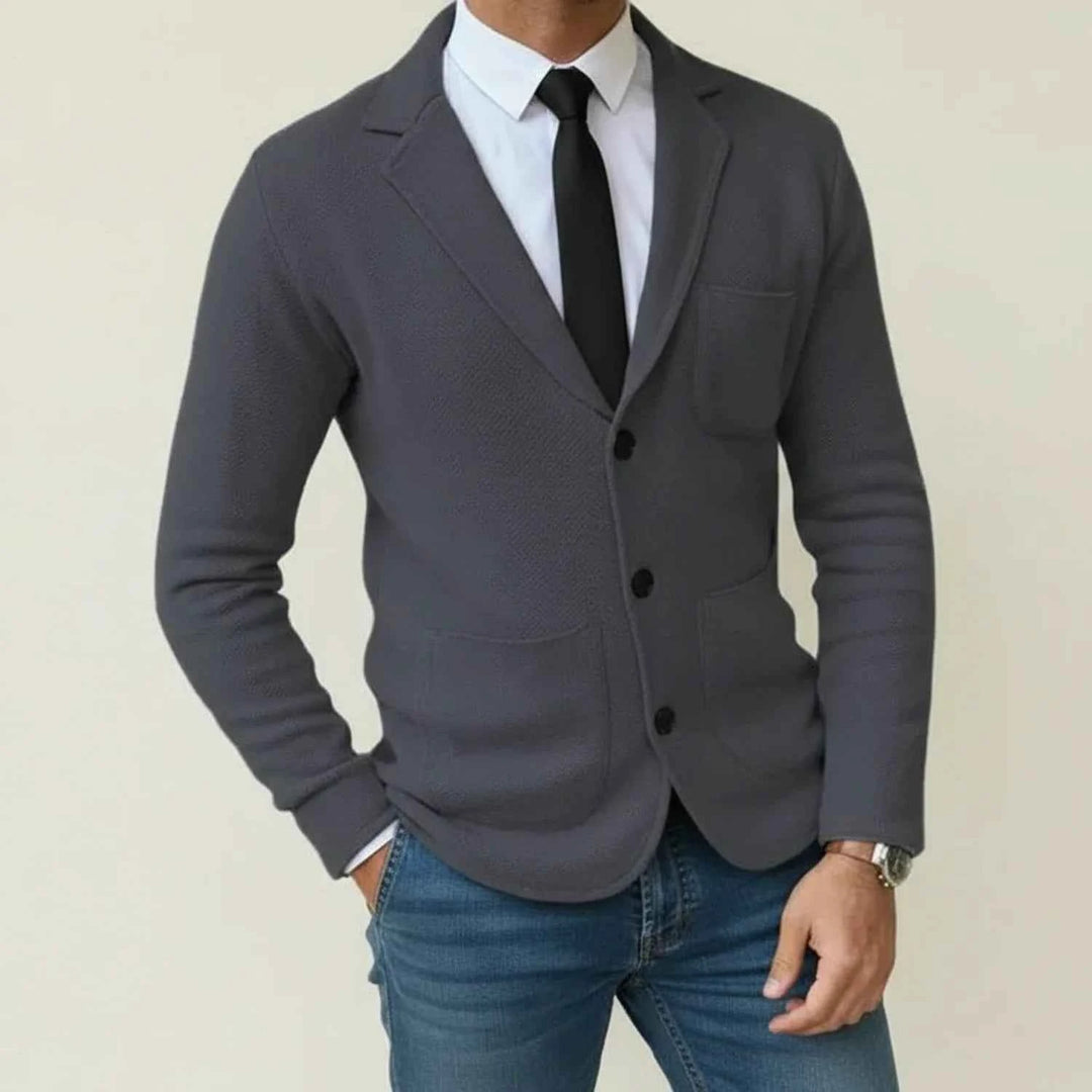 Men's Notch Lapel Blazer Jacket Dark Gray