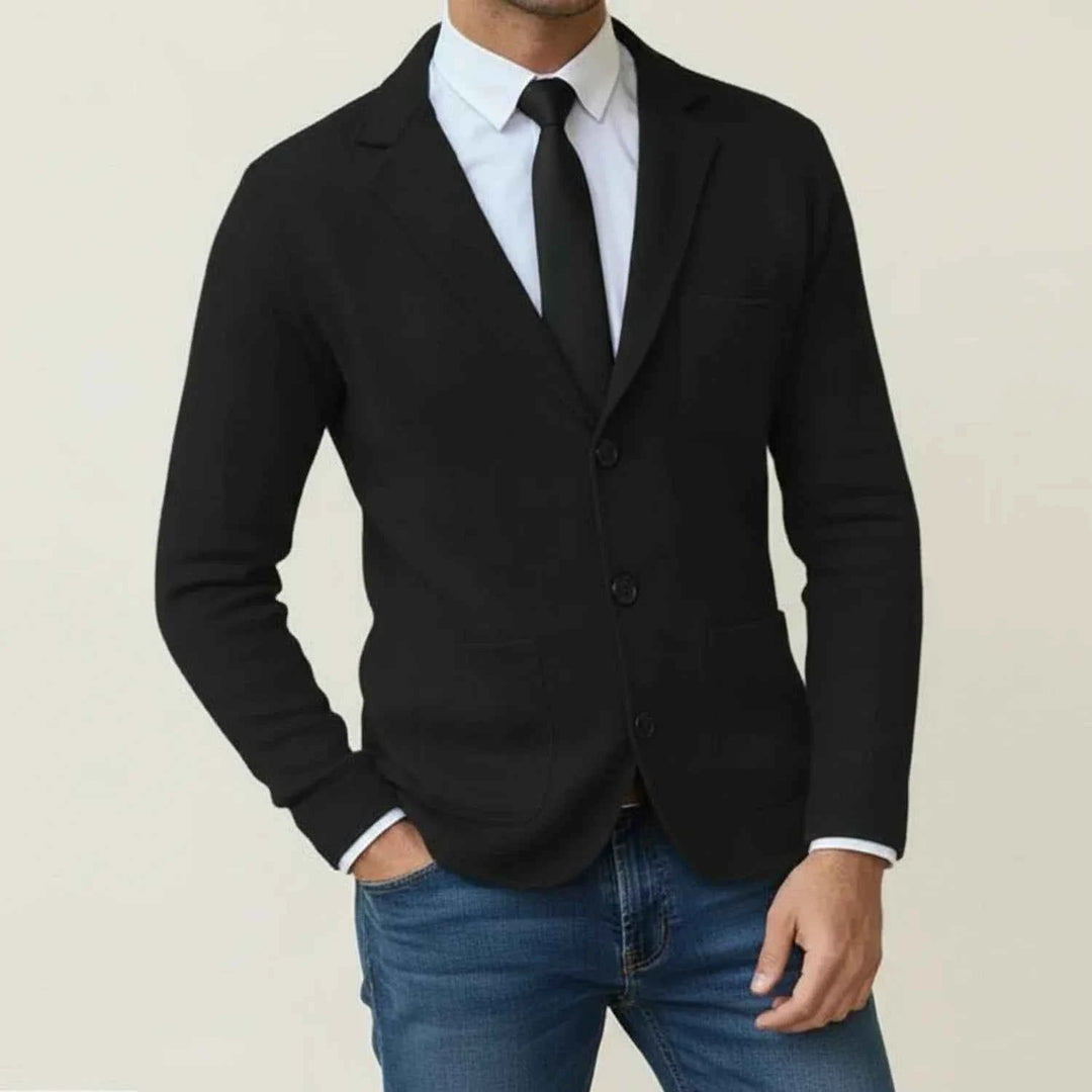 Men's Notch Lapel Blazer Jacket Black