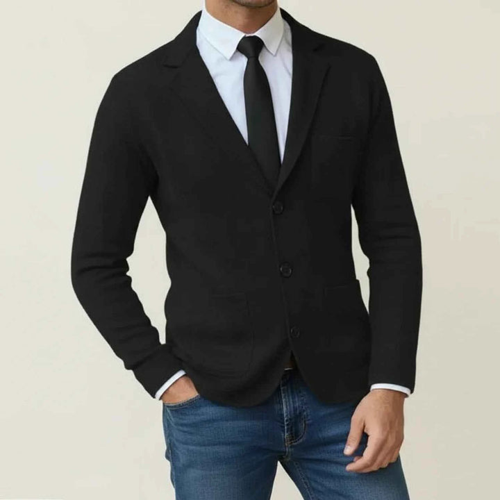 Men's Notch Lapel Blazer Jacket Black