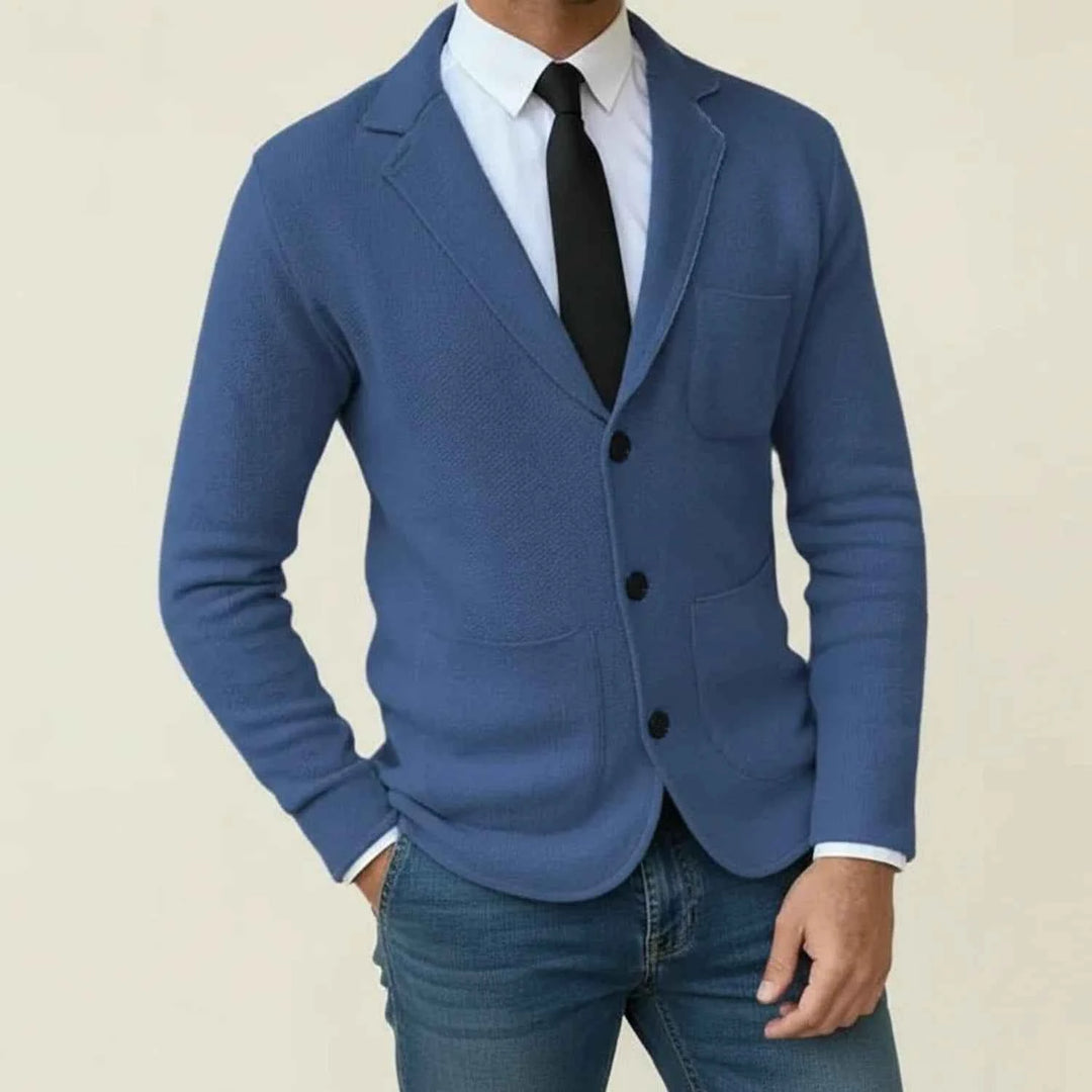 Men's Notch Lapel Blazer Jacket Blue