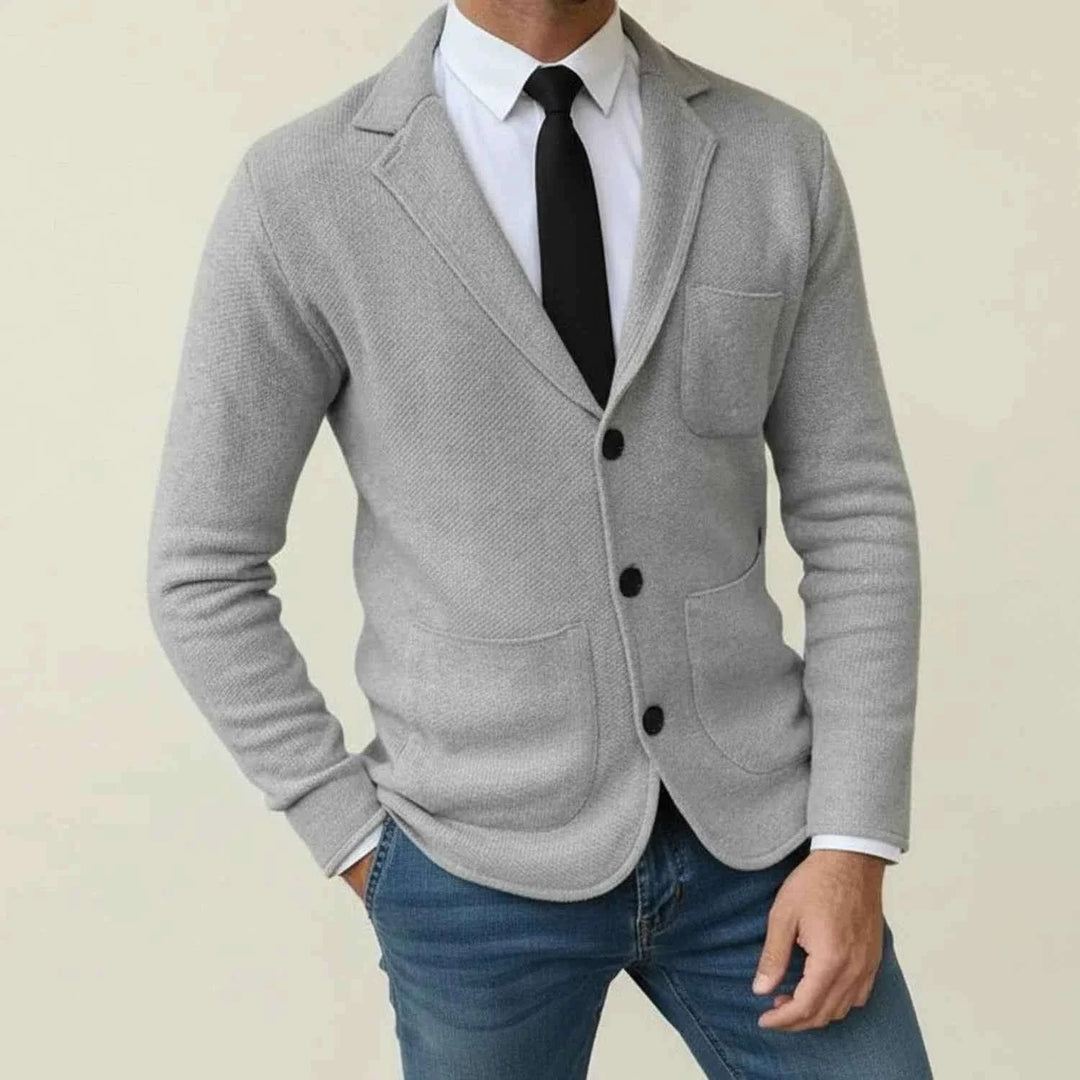 Men's Notch Lapel Blazer Jacket Light Gray