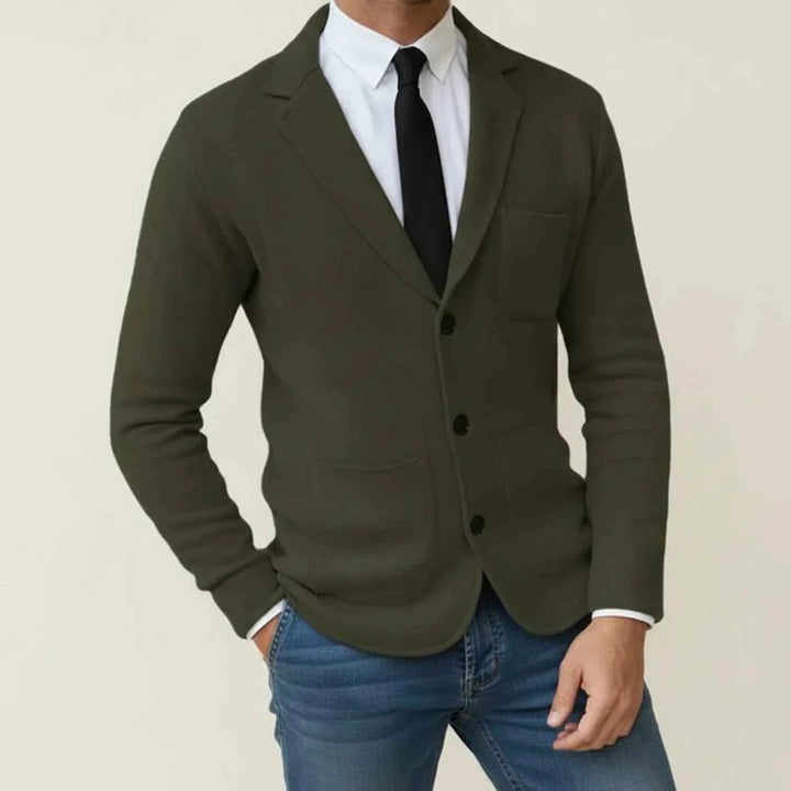 Men's Notch Lapel Blazer Jacket Dark Green