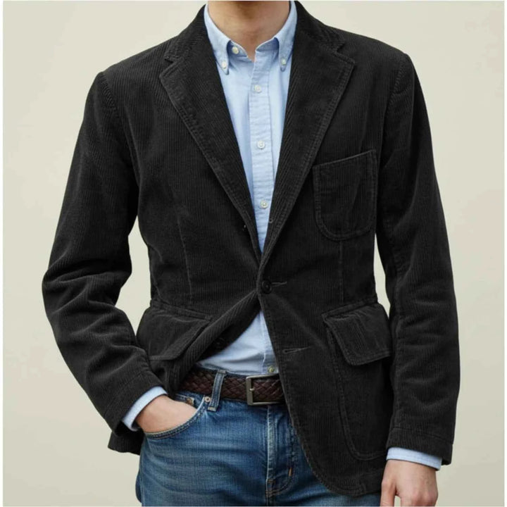 Men's Notch Lapel Vintage Blazer Jacket Black