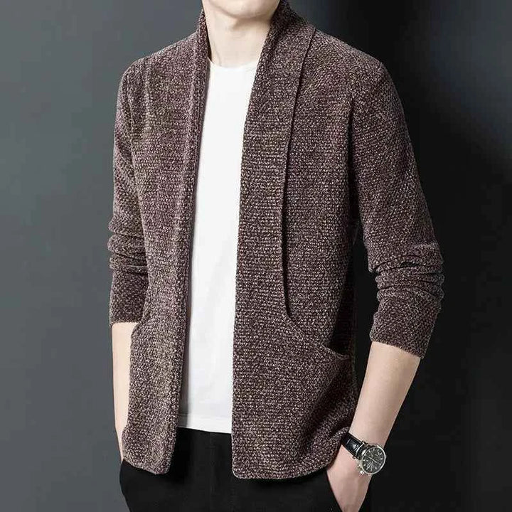 Men's Open Cardigan - Stylish and Versatile Layering Piece Coffee