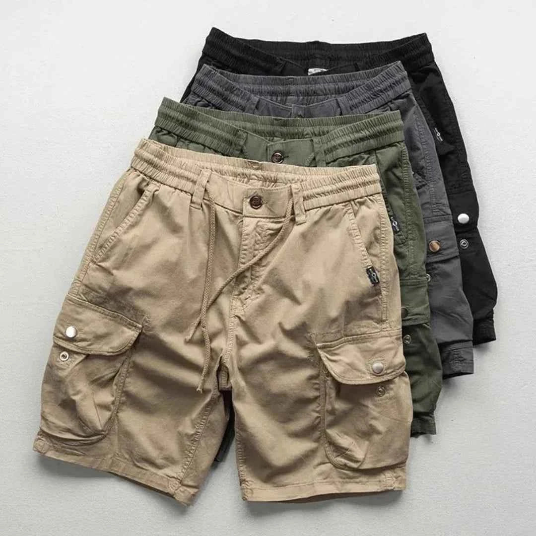 Men's Cotton Shorts Relaxed Fit Pockets Khaki Drawstring All 4 Colors (Buy 3 get 1 FREE)