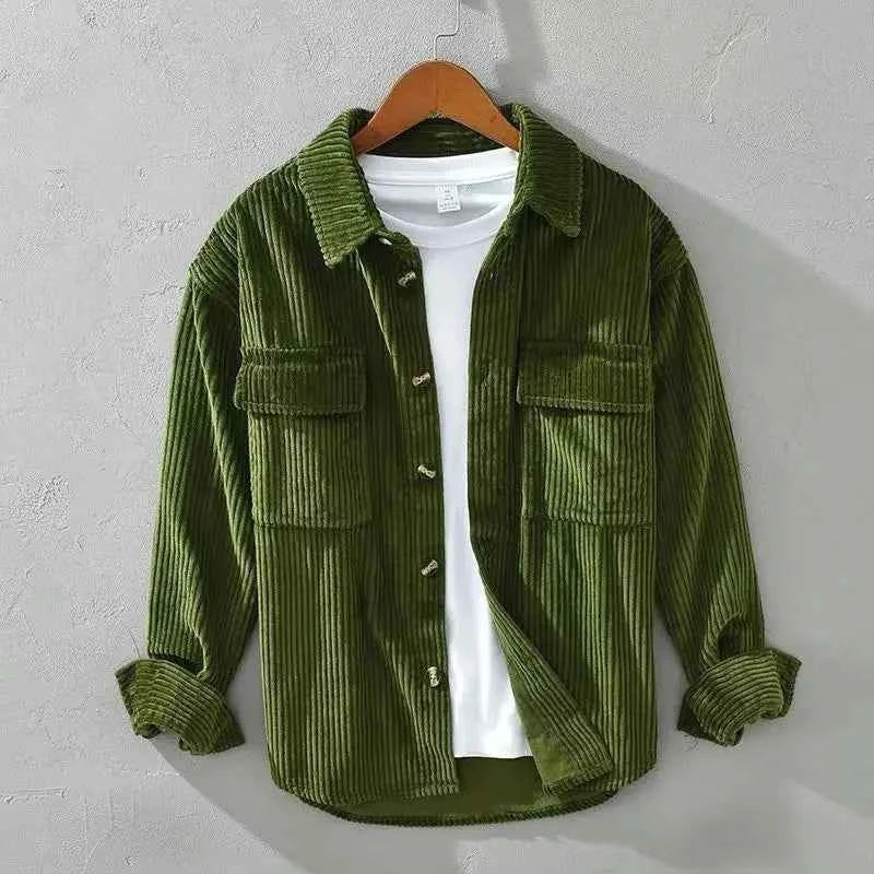 Men's Overshirt - Stylish Layering Essential Army Green